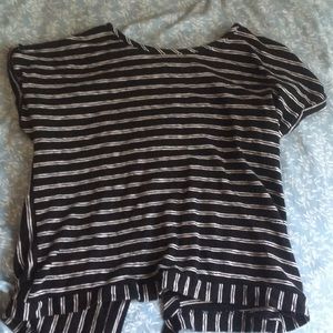 Black & White Striped T-Shirt with Tie Back